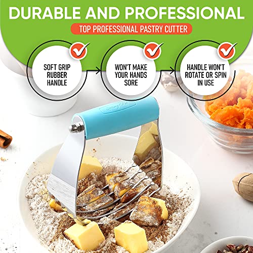Spring Chef Medium Dough Blender Hand Tool, Durable Pastry Cutter, Aqua Sky - color: Blue (Aqua Sky), size: 3" Medium