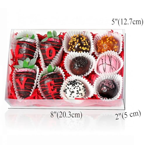 50PCS 8x5x2 Inch Clear Bakery Boxes with Window - Chocolate Covered Strawberries, Cookie, Cake, Brownie, Donut Boxes - color: Clear