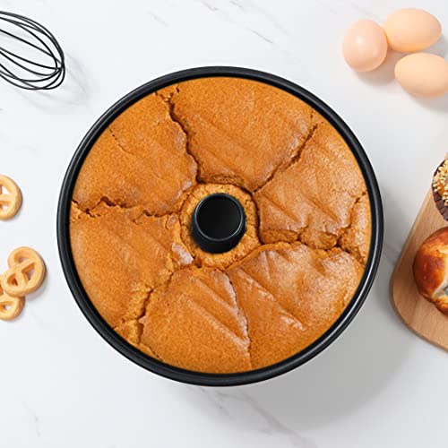 LIANYU 10 In Angel Food Cake Pan, Black Nonstick Tube Pound Pan for Baking - color: Black