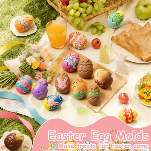 Morofme Easter Egg Silicone Molds Easter Cake Mold Bunny Chocolate Molds Rabbit Muffin Silicone Mold Half Eggs Shaped Moulds Bunny Baking Pan for Cupcake Candy Jello Pudding Mousse Soap - color: Easter