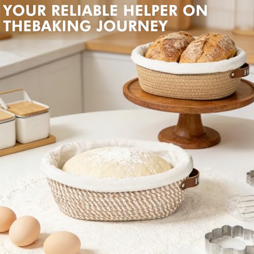 Proofing Basket Banneton Bread Baskets Sourdough Proofing Basket 2Pcs Oval - color: A4-Brown