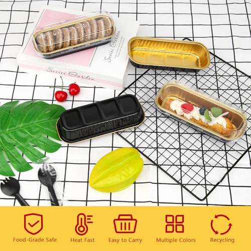 LNYZQUS Mini Loaf Pans with Lids 100 Pack, 6.8oz Small Cake Tins - color: Black, size: 6.8 oz