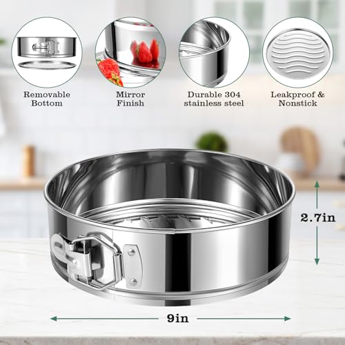 9-Inch Springform Cake Pan, Removable Bottom, 304 Stainless Steel - size: 9" Cake Pan
