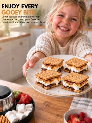 LUSHYUM Tabletop Indoor Electric S'mores Maker Kit, Flameless & Smokeless - color: Black - Smores