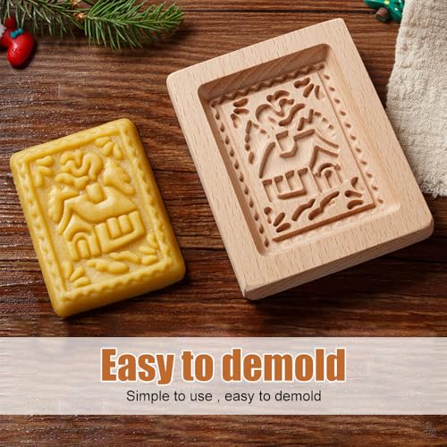 Wooden Cookie Mold, Carved Biscuit Molds, Easy to Demold, Cookie Press Stamp Mould for Halloween Christmas Thanksgiving Party DIY - color: Snow House Pattern