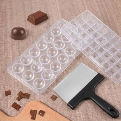 2 Pcs Polycarbonate Chocolate Mold with Chocolate Scraper