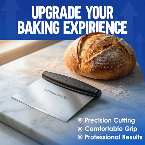 Multi-Purpose Bench Scraper/Dough Cutter for Bread & Pastry, 6-inch, Silver