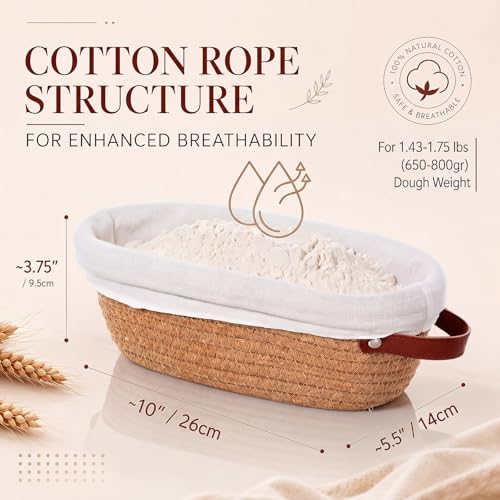Hushee 8 Pack 10'' Oval Banneton Bread Proofing Basket for Bakers