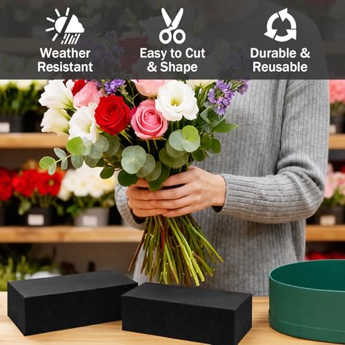 Prashent 6 Pcs Black Floral Foam Blocks for Artificial & Dried Flowers, Reusable & Water Resistant, Easy to Cut and Shape, Ideal for Home, Wedding, Events & DIY Crafts, 7.8” L x 3.5” W x 2.4” H - color: Black-6PCS-7.8” x 3.5”