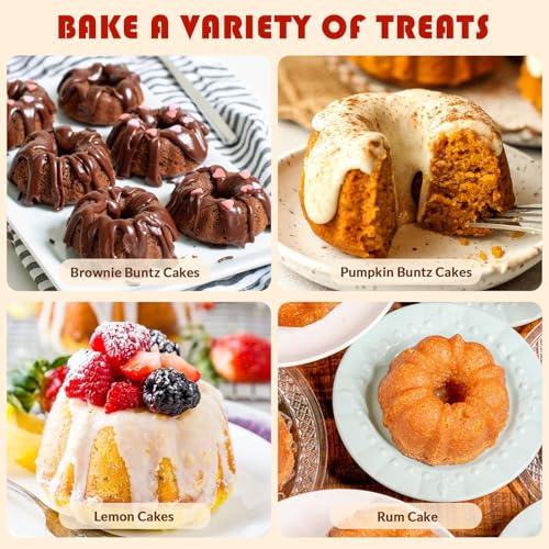 HKNMTT 2Pcs Mini Buntz Cake Pans for Baking 6-Cavity Fluted Tube Cake Pan - style: 3 Shaped buntz 2PCS