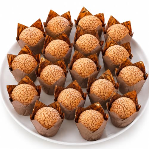 Party Hippo Gold Tulip Cupcake Liners, Baking Paper Cups, Greaseproof Cupcake Wrappers for Muffins, Cupcakes, Wedding, Birthday, Baby Shower (100, Coffee) - color: Coffee