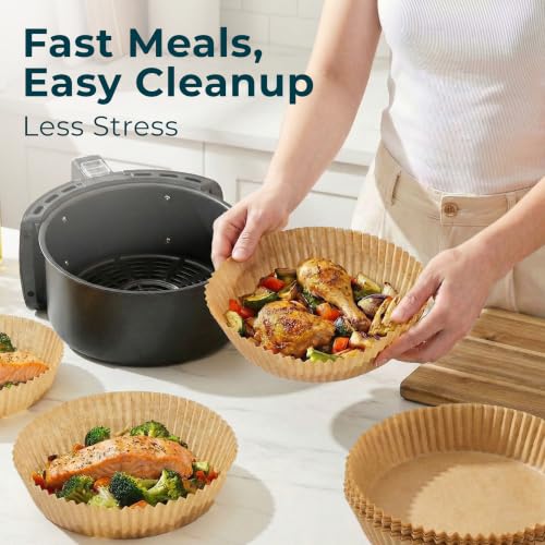 Air Fryer Liners Disposable Large 9.1” Round for 8-12 QT Basket - 128 Pcs - size: 9 inch - Round