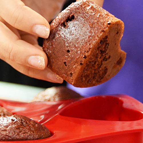 Fat Daddio's SMF-047 Silicone Bakeware 6-Cavity Dimpled Heart (2.4 oz) - size: 11.75 x 6.75 Inch, style: 6-Cavity Dimpled Heart (2.4 oz)