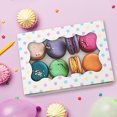 Polka Dot Cookie Boxes - 12 Pack - Pastel Bakery Gift Box with Window - color: Pastel Polka Dots