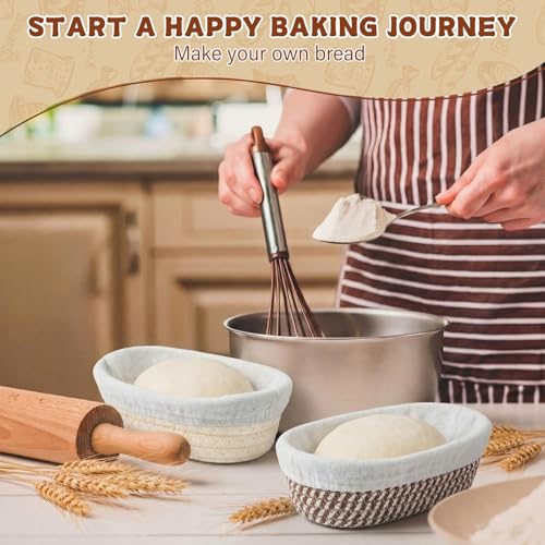 6 Set Mini Banneton Basket for Sourdough Bread Proofing, Brown - color: Brown, size: 6.9 x 4.53 x 2.36 Inches