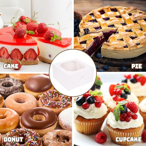 Moretoes 24pcs 12 Inch Cake Boxes, Bakery Containers with Window (12x12x6) - size: 24pcs-12*12*6in