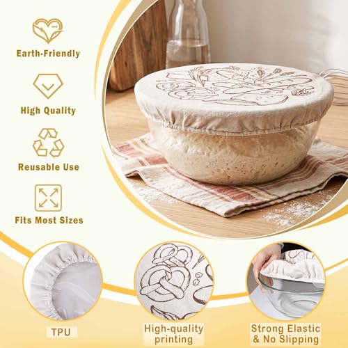 Elastic Bread Proofing Bowl Covers 2-Pack with Waterproof Liner - color: 10 Inch