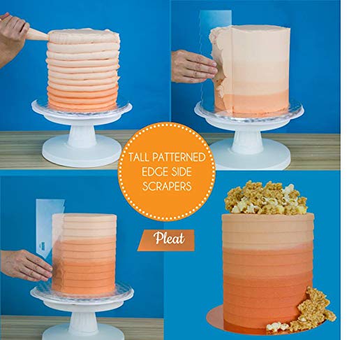 PME Pleat Patterned Side Scraper for Cake Decorating-10 inches, Acrylic, - style: Pleat