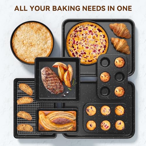Wildone 13-Piece Baking Pans Set, Nonstick Bakeware Sets, Black - color: Black