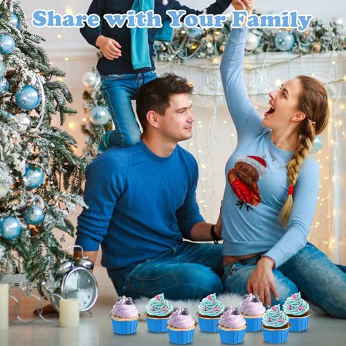 300 Pack Blue Gold Cupcake Liners Bulk Disposable Foil Muffin Cup - color: Blue Gold