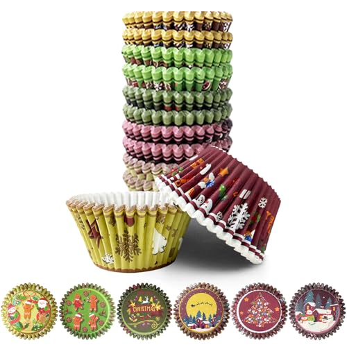 qiqee Christmas Gingerbread Cupcake Liners, 300 Count, Mini Size