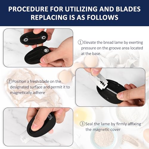 Bread Knife Extractable & Magnetic Bread Lame Dough Scoring Tool, Professional Sourdough Scoring Tool for Sourdough Bread Baking & Bread Making Tools 10 Razor Blades - Black - color: Black