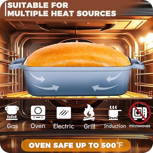 Cast Iron Loaf Pan with Lid, 9x5 Loaf Pans for Homemade Bread - color: Sea Salt, size: 9x5 Inch