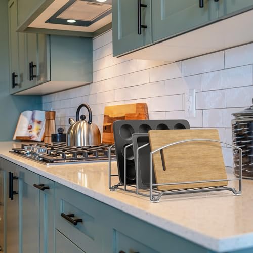 Deco Brothers Cookware Organizer Rack for Kitchen Cabinet, 3 Slot Holder - color: Silver