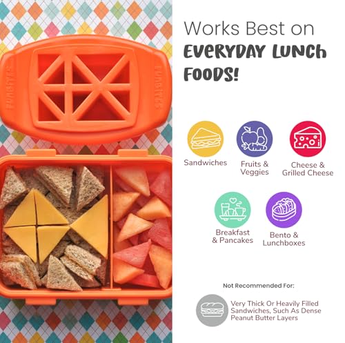 FunBites Sandwich Cutter for Kids Lunch, Crustless Bento 2-Pc Set, 1 Pack - color: Orange Triangles