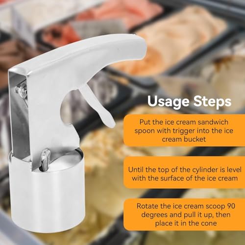Thrifty Ice Cream Scoop, Easy Release Trigger Cylinder Old Fashioned Ice Cream Scooper Classic Cylindrical Ice Cream Scoop with Trigger for Cream Mashed Potato