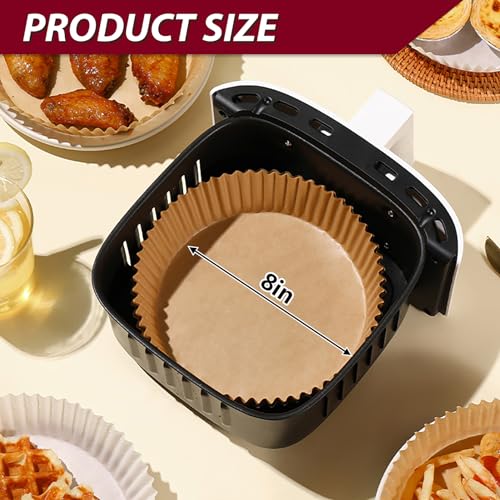 Air Fryer Liners for Ninja, 4qt Airfryer Liners Round for Ninja AF101/ AF150AMZ / AF161 Max XL Air Fryer, Air Fryer Paper Liners for 4-8QT Basket, Non-stick Air Fryer Parchment Paper Liners, 225PCS - size: Round-8"