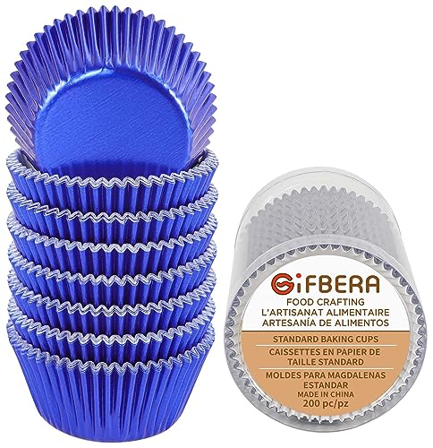 Gifbera Standard Navy Blue Foil Cupcake Liners Paper Baking Cups 200-Count - color: Navy Blue
