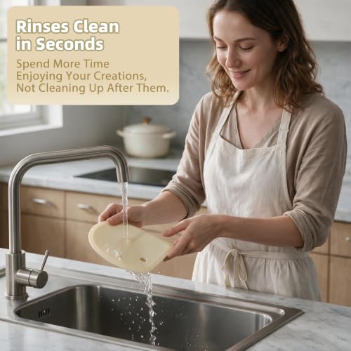 Flexible Bowl Scraper with Metal Core: Silicone Dough Scraper Bread Baking - color: Beige
