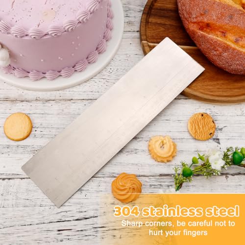Metal Cake Scraper, 12 Inch Cake Edge Smoother with Scale Stainless Steel Baking Decorating Comb Cake Pastry Measuring Tool Cake Leveler for Home Kitchen