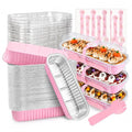 NPLUX 6.8oz Disposable Mini Loaf Pans with Lids 50 Pack Pink for Halloween - color: Pink