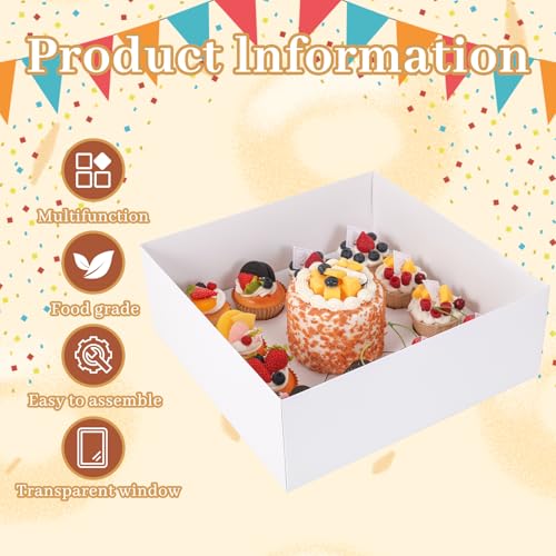 5 Packs Bento Cake and Clear Cupcake Box Fit 12 muffin Cupcakes and 1 Mini Cake Box with Clear Window and Stickers for Wedding Birthday Valentine'Day Party Baking Supplies - size: 1+12(5 Pack)