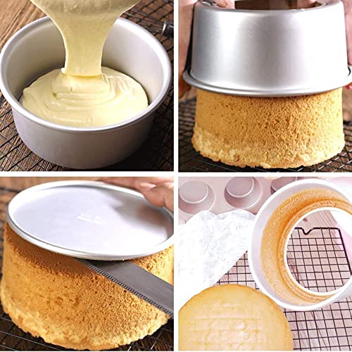 EXGOX 2 Pack 7-Inch Non-Stick Deep Aluminum Round Cake Pan With Removable Bottom For Wedding/Birthday/Christmas Cake Baking Round Cake Tin Set With Loose Base - size: 7inch