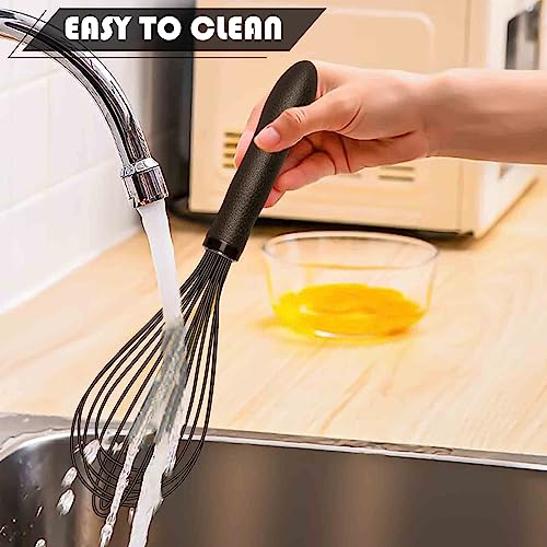 TEEVEA Silicone Whisk 11 Inch, Nonstick Heat Resistant for Cooking Baking - color: Black