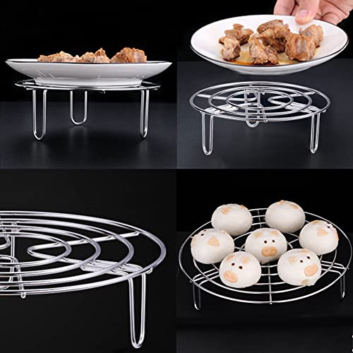 2Pcs Steam Rack, Heavy Duty Steaming Rack Stand, Stainless Steel Round Steamer Cooling Rack Trivet, Pot Steamer Insert Food Stand, Steaming Cookware Accessories(Size:19.5cm/7.68in) - size: 19.5cm/7.68in,2Pcs