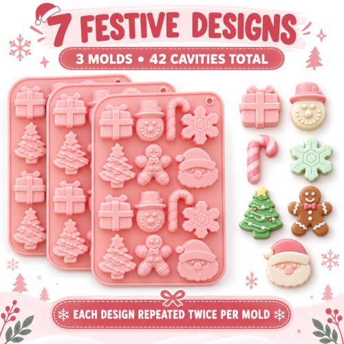 Christmas Chocolate Molds for Baking,3PCS Candy Silicone Molds - color: Christmas Molds 3 pcs
