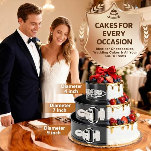MASSUGAR 4 7 9 Inch Springform Pan Cheesecake Pan with Silicone Protector - size: 4-7-9 + 9.1 Inches