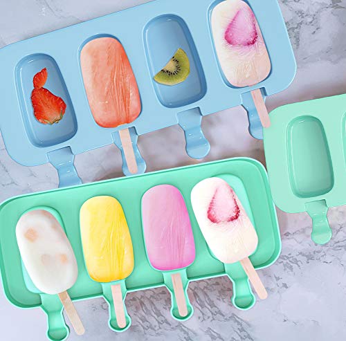Ouddy Life Popsicle Molds Set of 2, Ice Pop Molds Silicone Cake Pop Mold - color: green blue