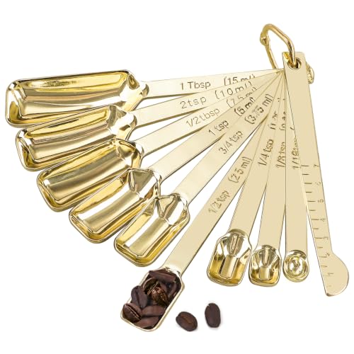 Stainless Steel Measuring Spoons with Leveler, 10pcs, Gold - color: C - Gold, size: 10pcs