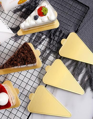 YYaaloa Mini Triangle Golden Cake Boards 50pcs Mousse Cupcake Base Paper Plates Triangle Dessert Board Base for Cake DIY, Baking Dessert Party Wedding Birthday (Triangle, 50pcs) - color: Triangle, size: 50pcs