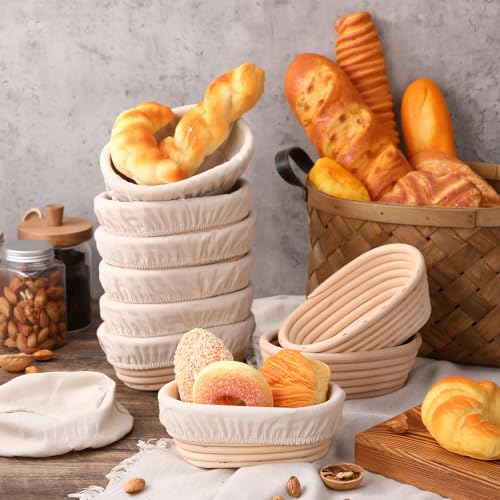 20 Pack Mini Banneton Bread Proofing Basket 7 Inch, Oval