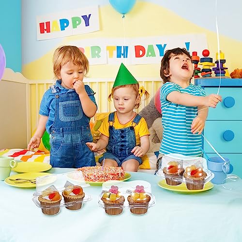 Roshtia 100 Pcs 2 Cavity Cupcake Container with 300 Mini Baking Cups