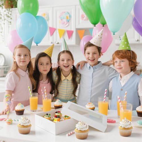 10Pack Cupcake Boxes with Window, 24 Count Cupcake Carriers - color: Blue & Pink