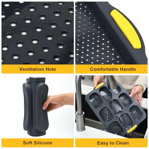 4PCS Silicone Baguette Hotdog Pan Set, Includes Scraper & Brush