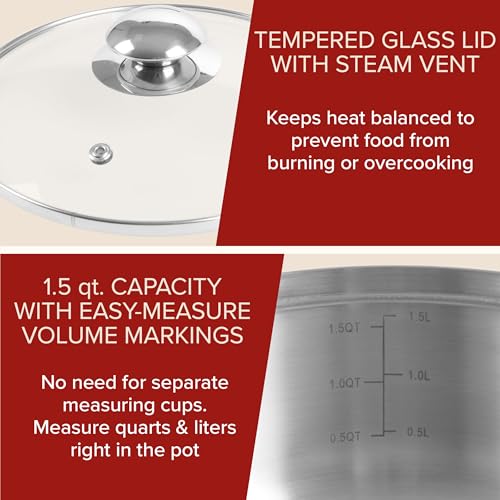 Classic Cuisine 6 Cup Double Boiler Pot Set, 7.75” x 3”