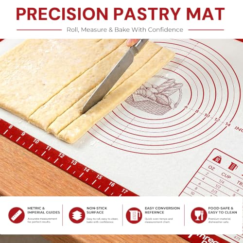 XL Silicone Pastry Mat for Baking Dough Mat, Extra Large 28x20 inches Red - color: Red